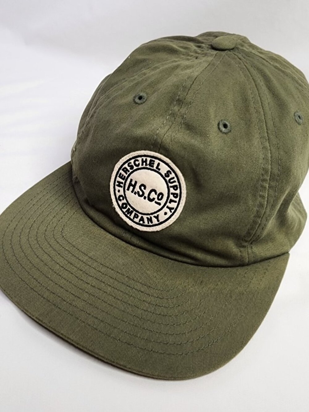 Herschel Supply Co Baseball Cap Olive Green, OS Leather Strapback H.S.Co